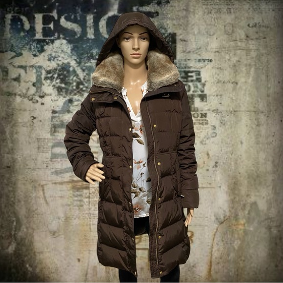 Michael Kors Brown Puffer Coat with Hood Size Medium - Picture 1 of 16